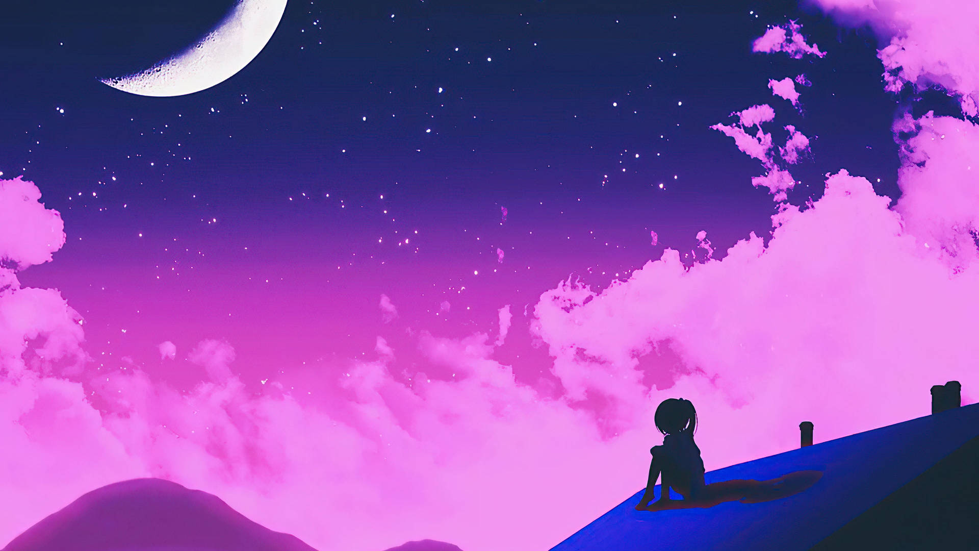 Purple Girl Alone Background