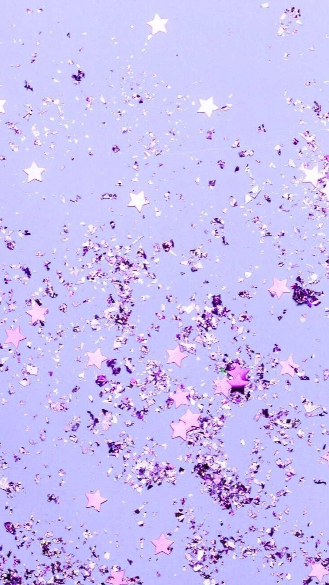 Purple Glitter And Stars Preppy PFP Wallpaper