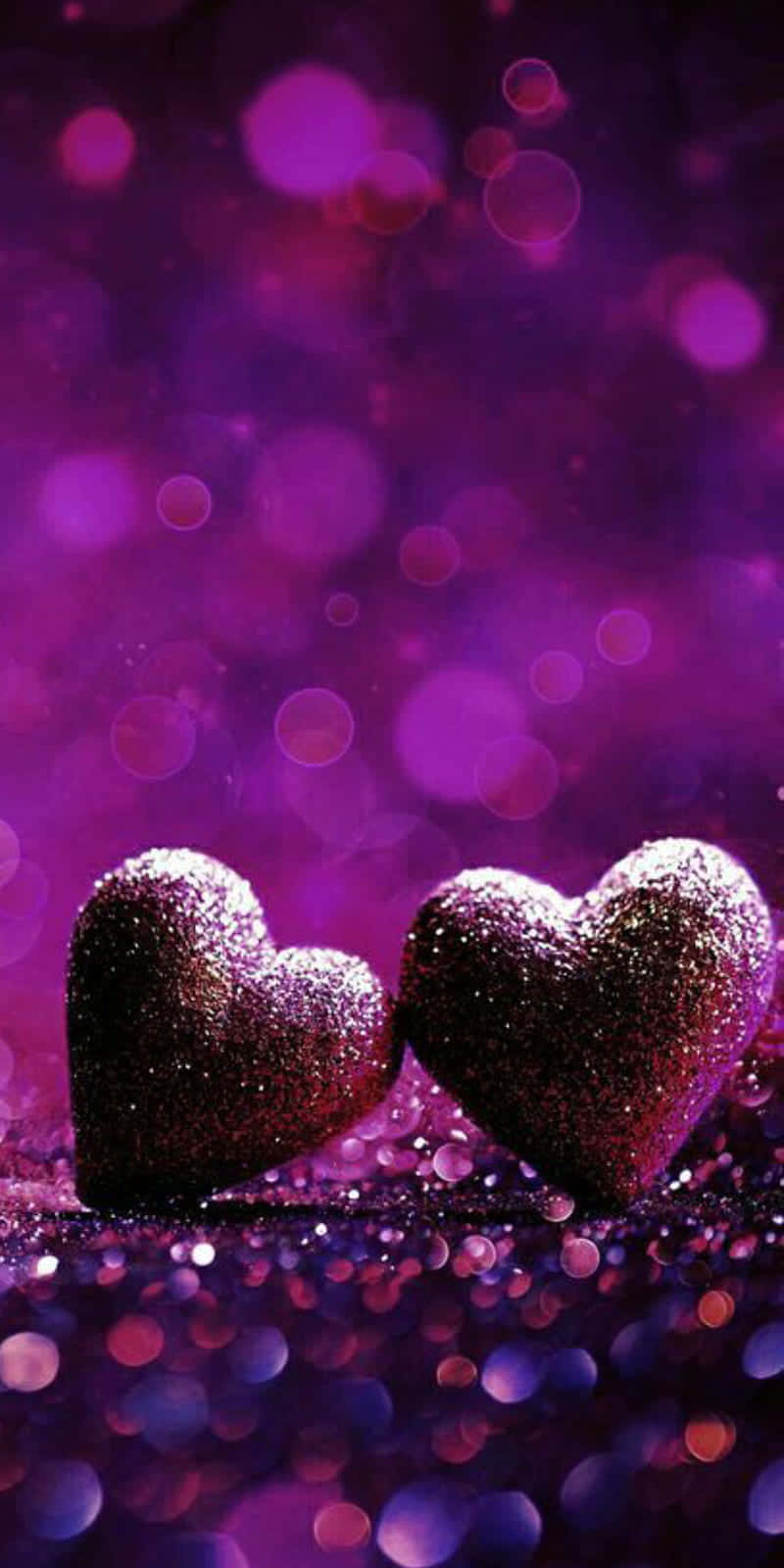 Purple Glitter Hearts Love Backdrop Wallpaper