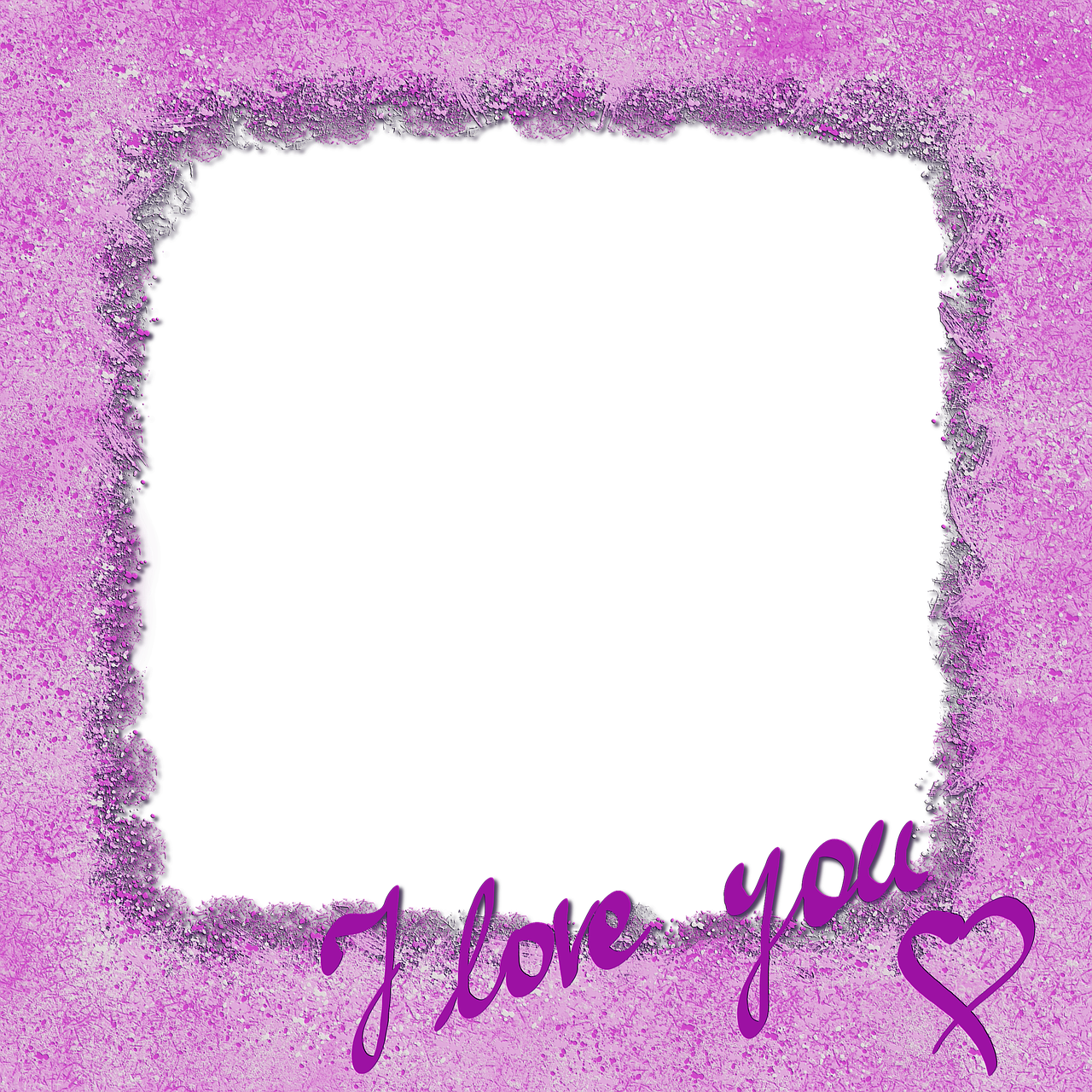 Purple Glitter Love Photo Frame PNG