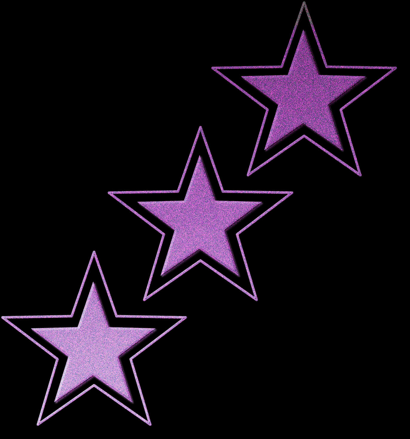 Purple Glitter Stars Black Background PNG