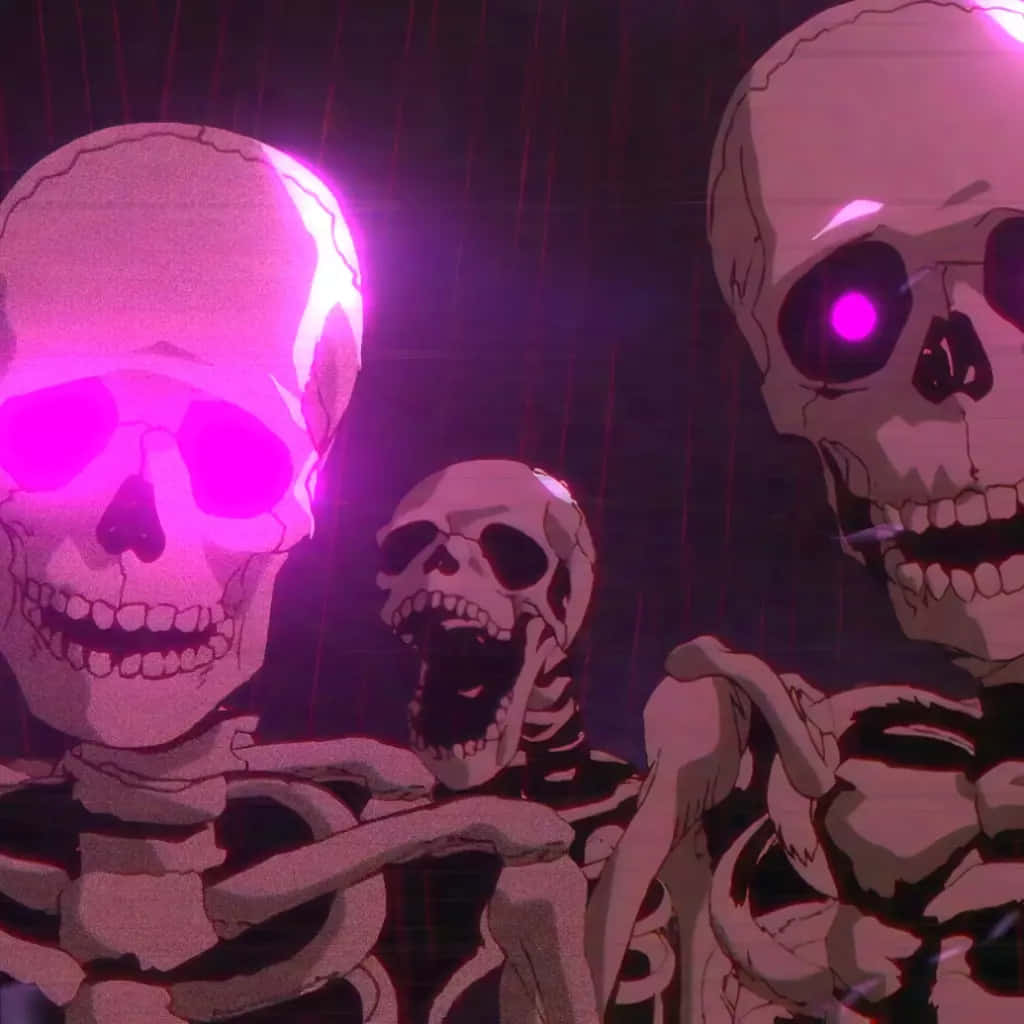 Purple Glow Skeletons Trio Wallpaper