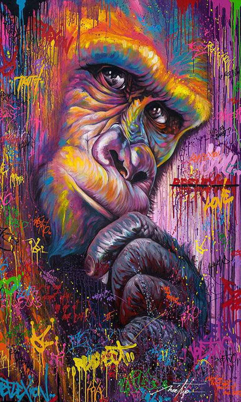 Purple Gorilla Wall Graffiti Iphone Background