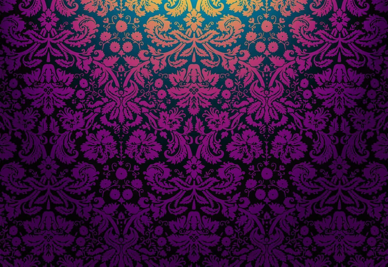 Purple Gothic Floral Pattern Art Wallpaper