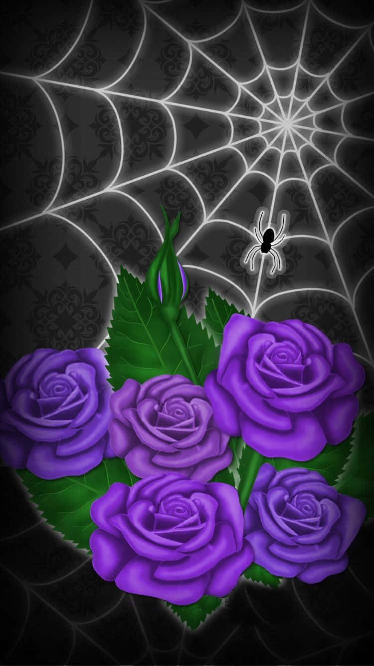 Lilagotische Rosen Spinnennetz Wallpaper