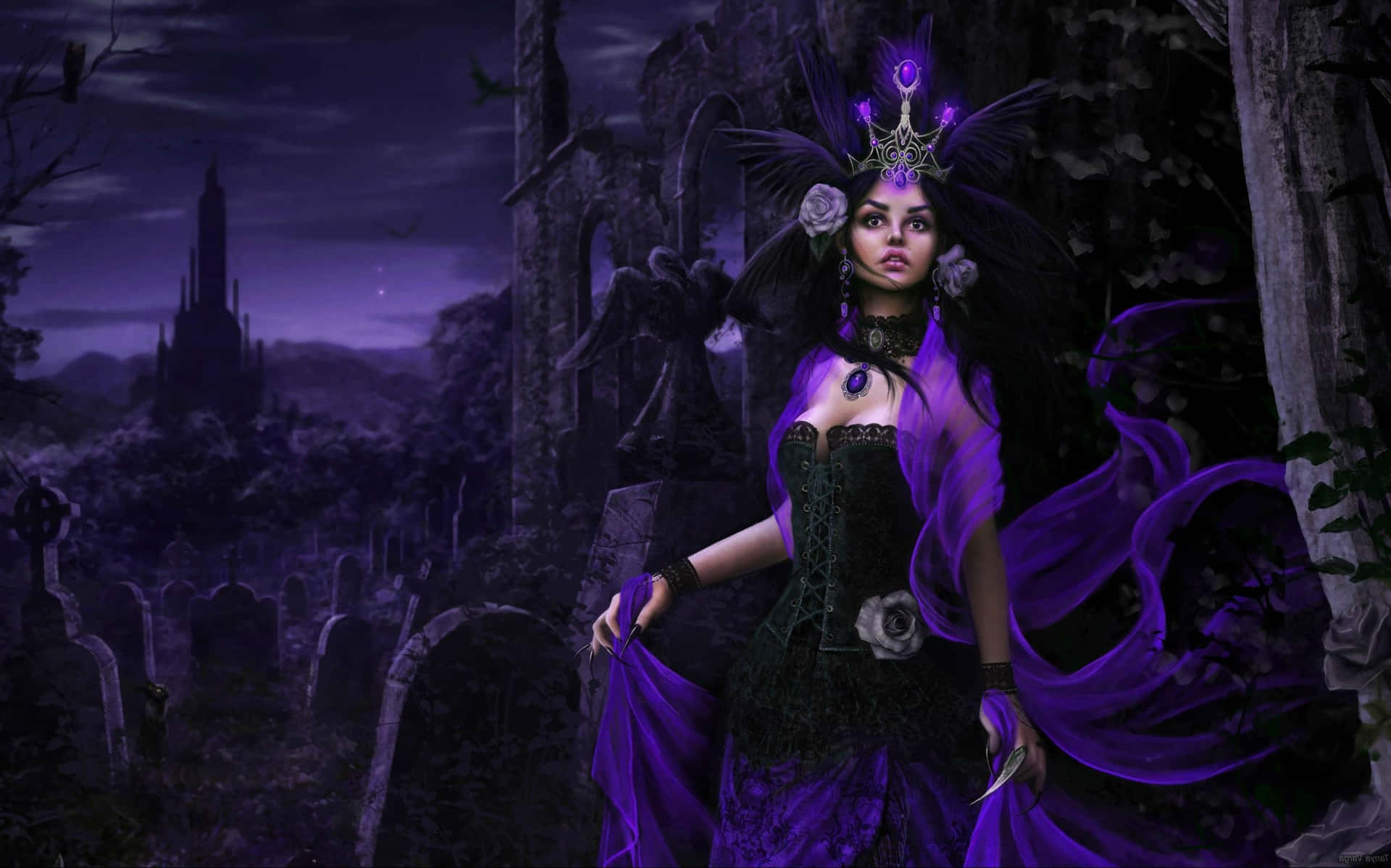Purple Gothic Princess Crown Underworld Wallpaper