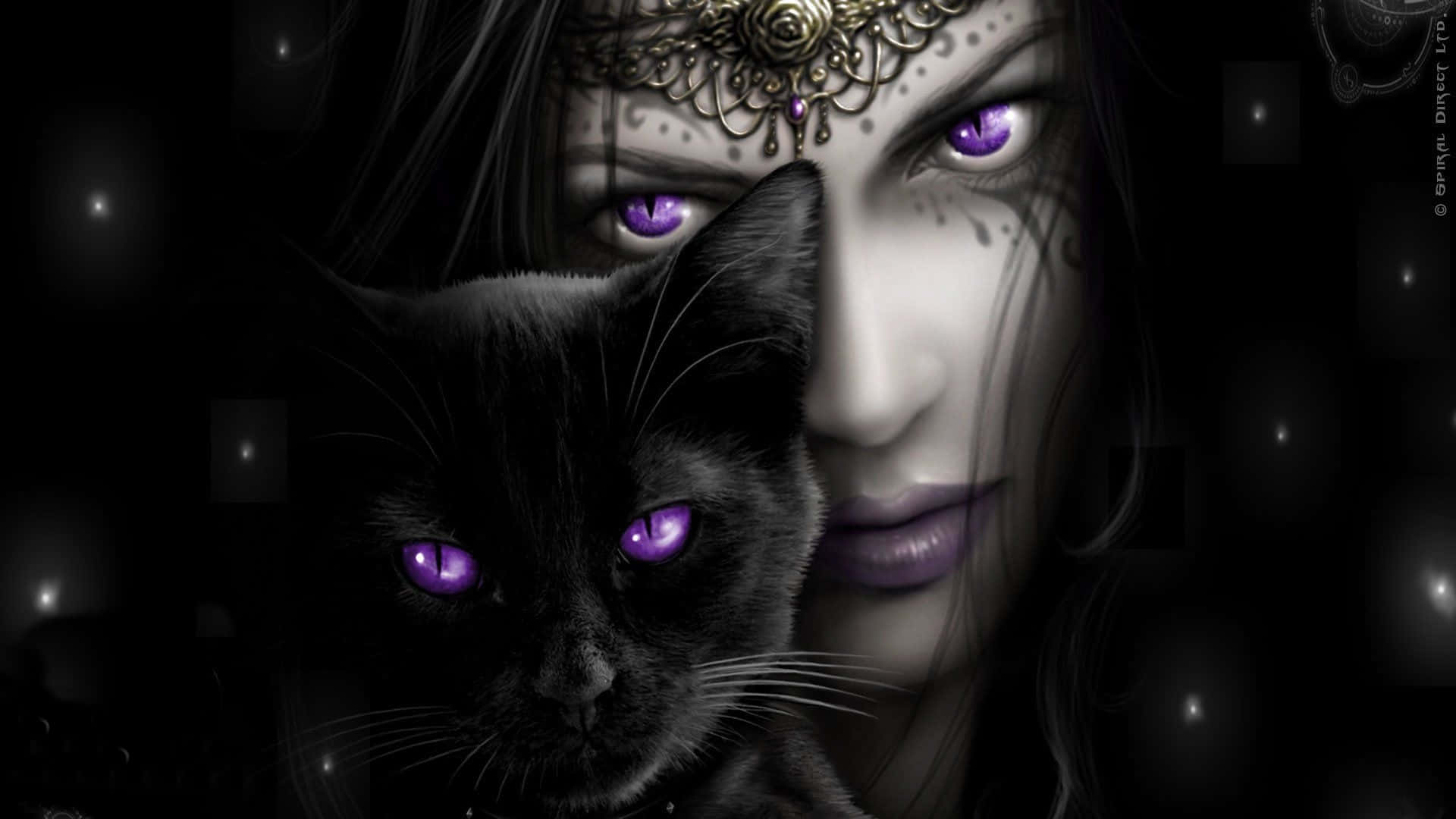 Purple Gothic Girl Cat Eyes Wallpaper