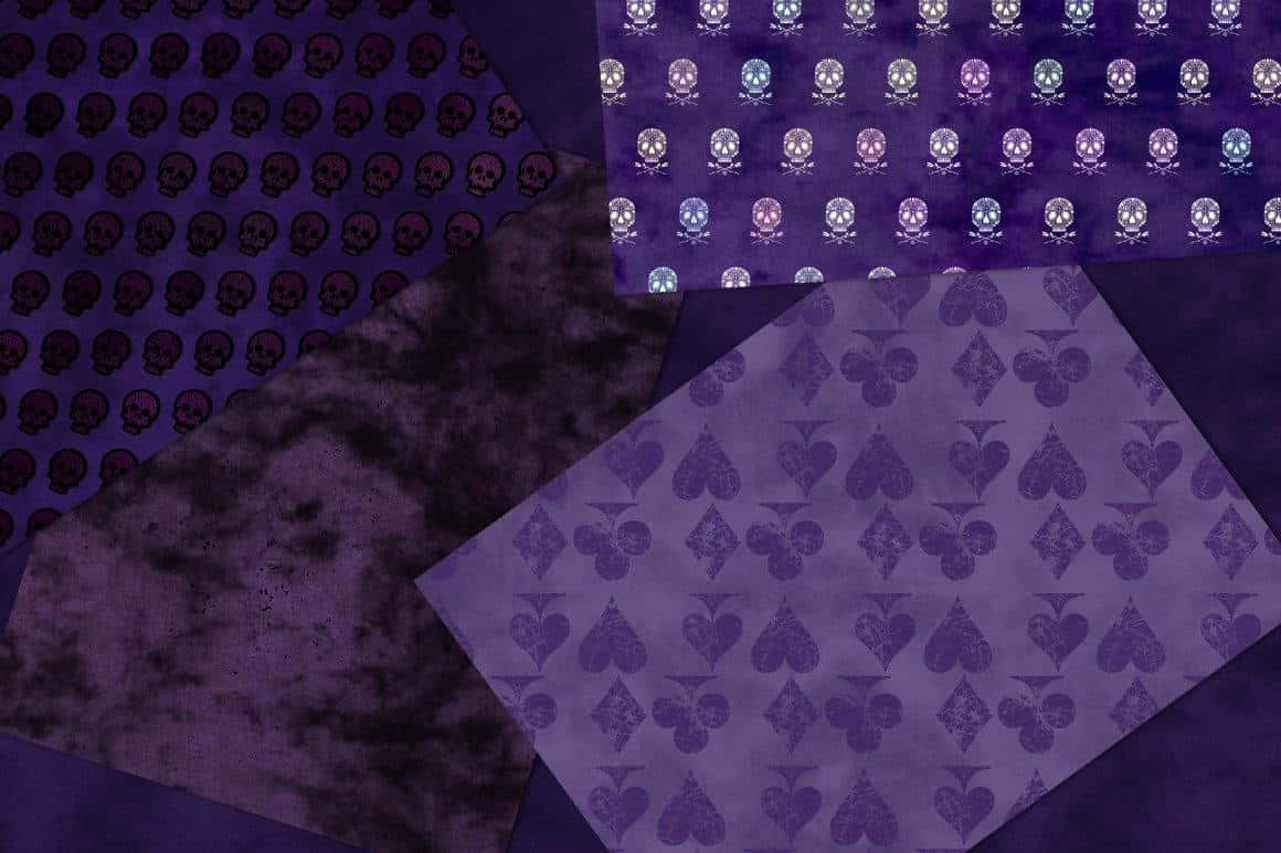 A Purple Fabric With A Skull And Crossbones Pattern Wallpaper