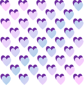 Purple Gradient Hearts Pattern PNG