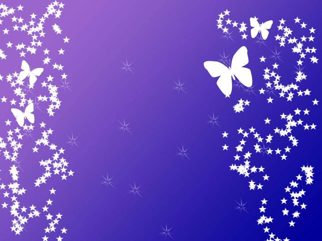 Purple Gradient White Butterfly Wallpaper