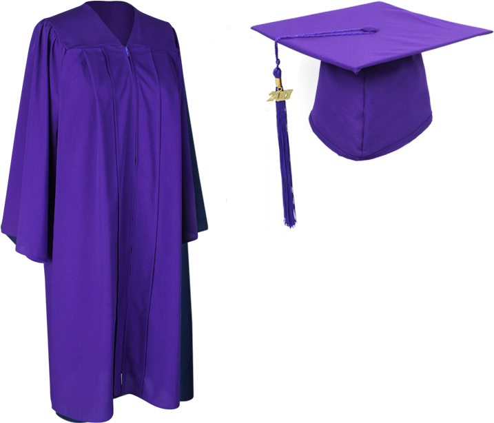 Purple Graduation Capand Gown PNG