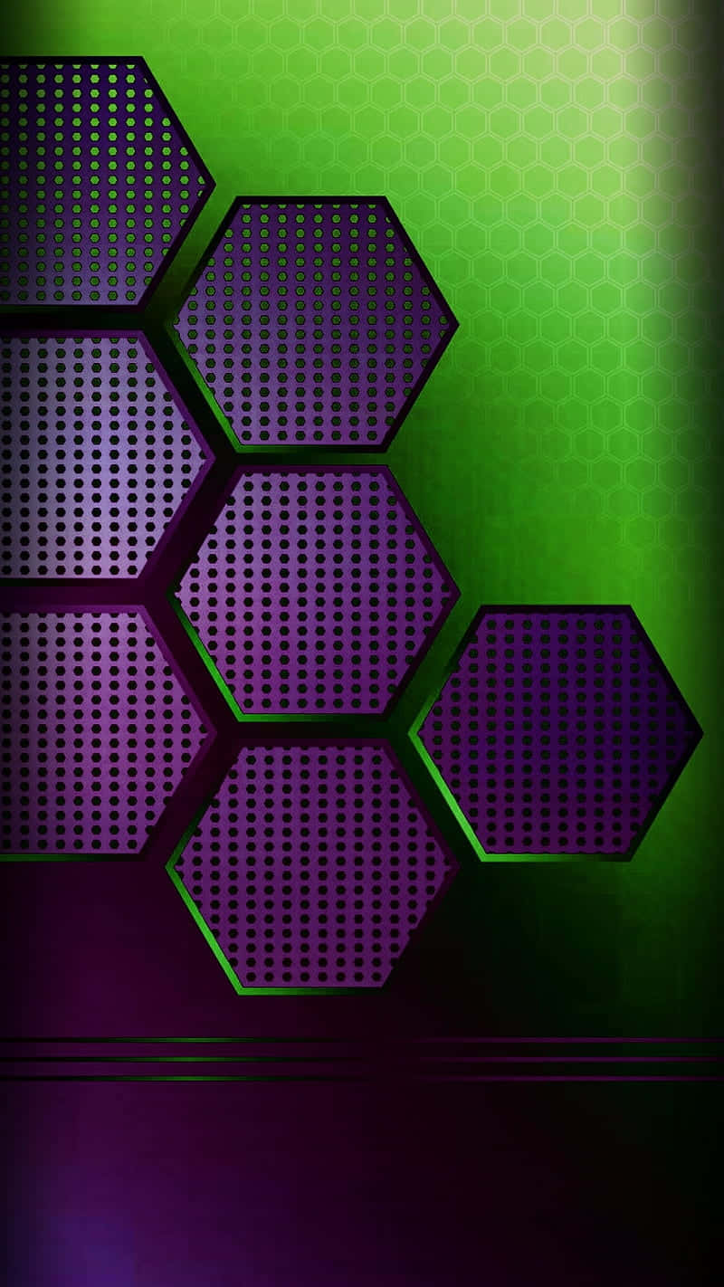 Purple Green Hexagonal Abstract Wallpaper