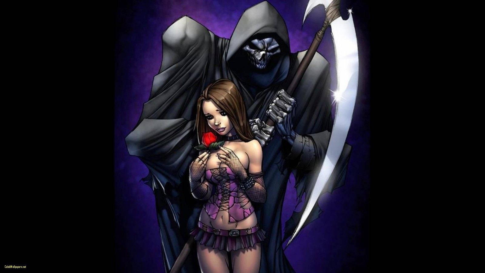 Purple Grim Reaper Girl Wallpaper