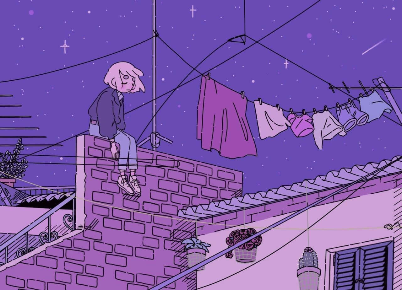 Aesthetic of a Mysterious Purple Sky Wallpaper