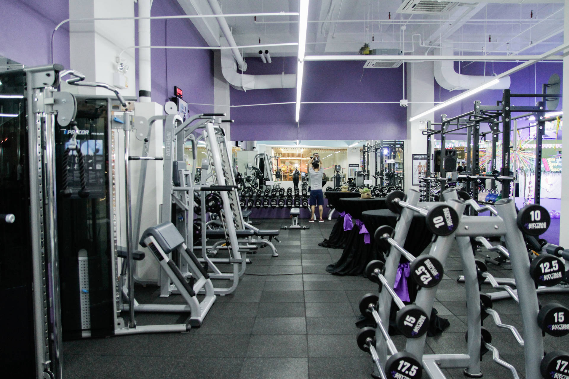Purple Gym With Equipment Wallpaper