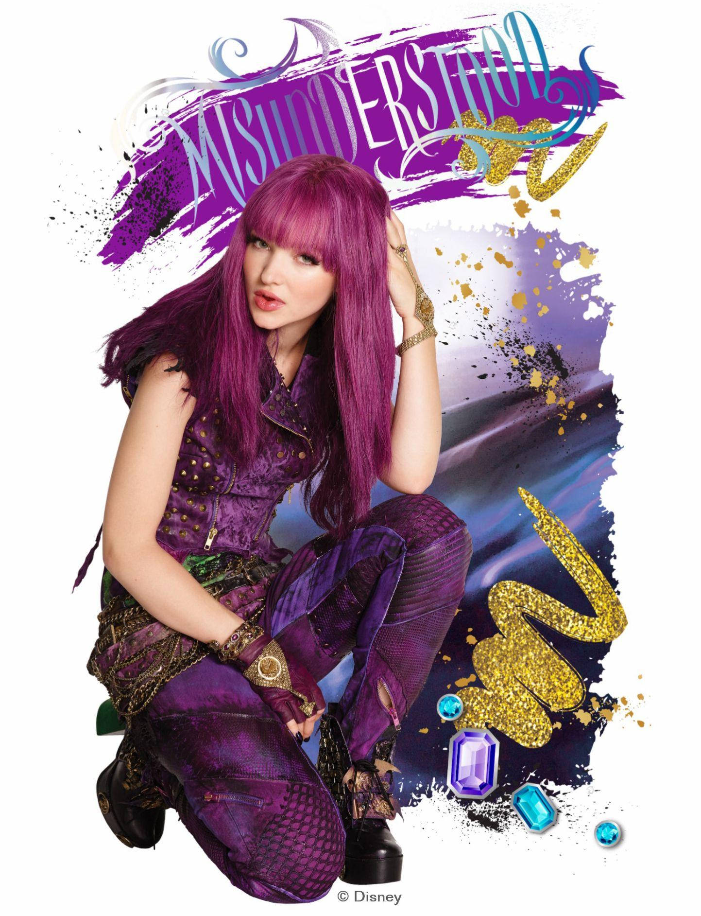 Download Purple Hair Mal Descendants Wallpaper 