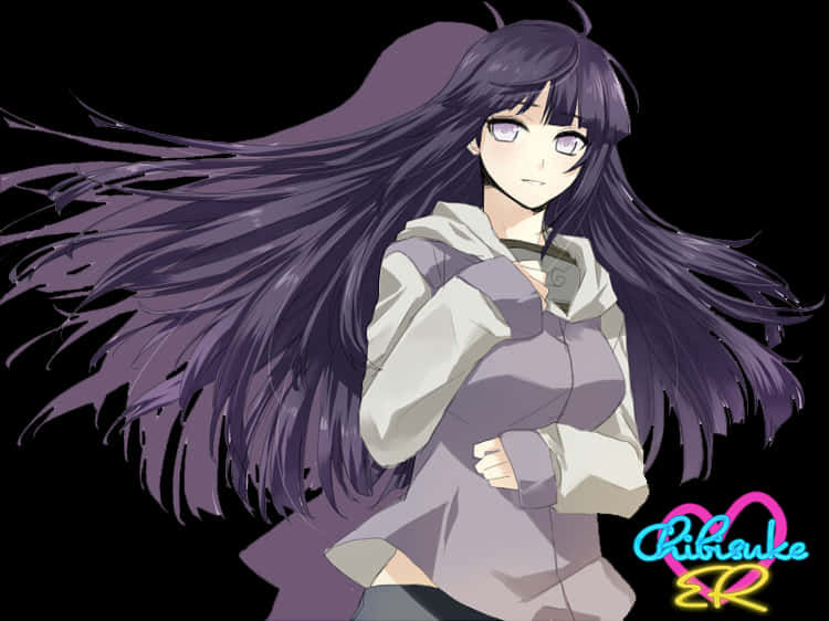 Purple Haired Anime Character PNG