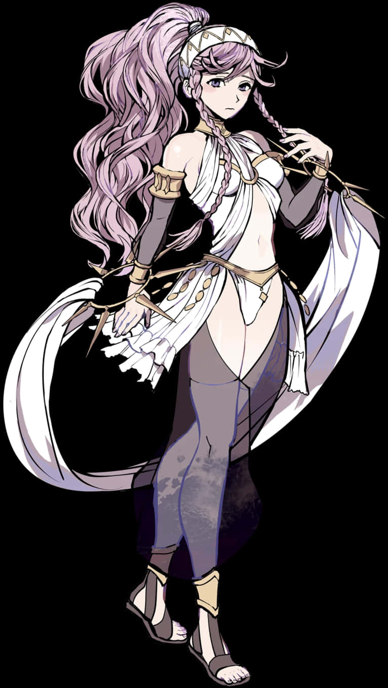 Purple Haired Anime Dancer PNG