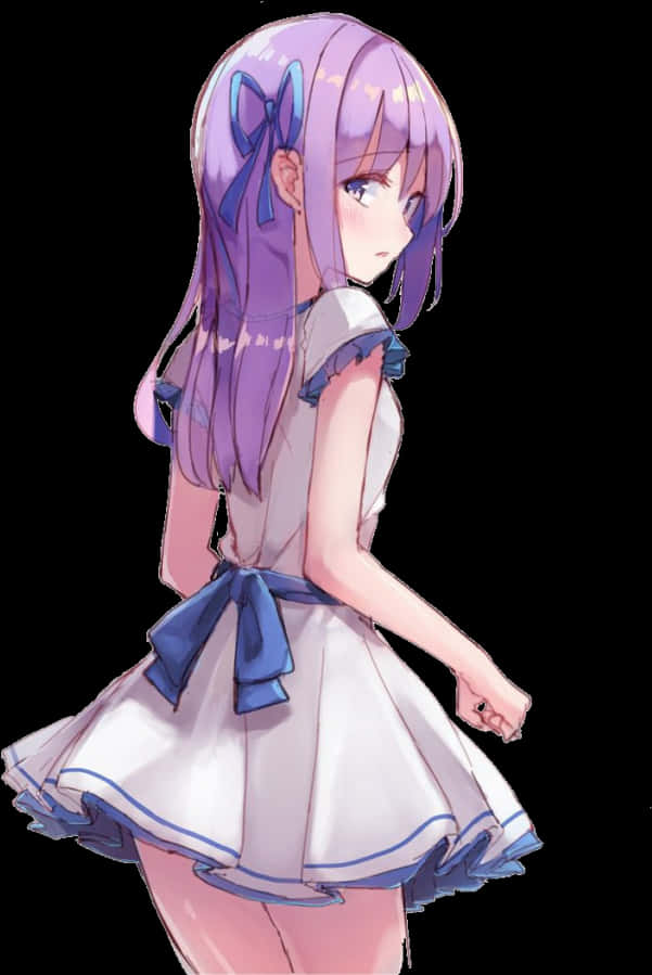 Purple Haired Anime Girl Glance PNG