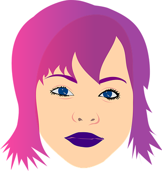 Purple Haired Female Vector Portrait PNG
