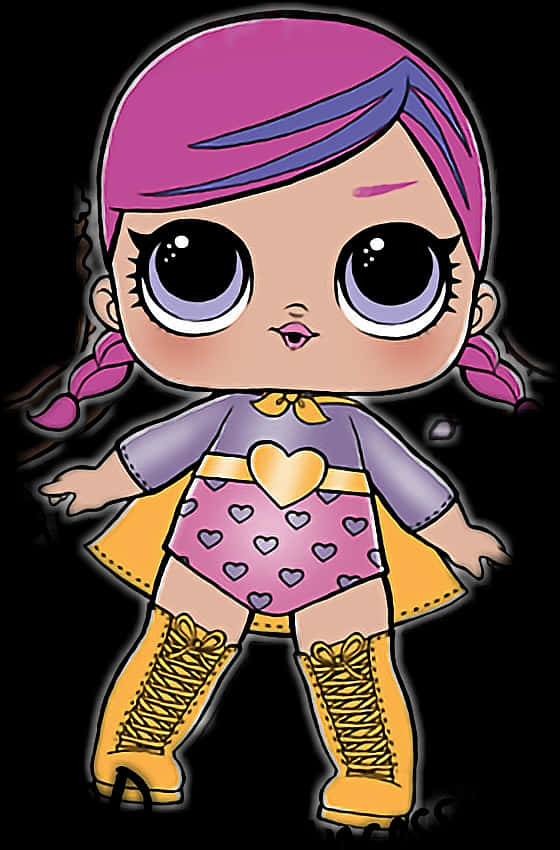 Purple Haired L O L Doll Illustration PNG