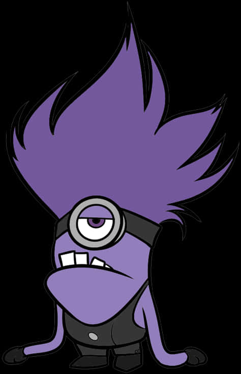 Purple Haired Minion Character PNG