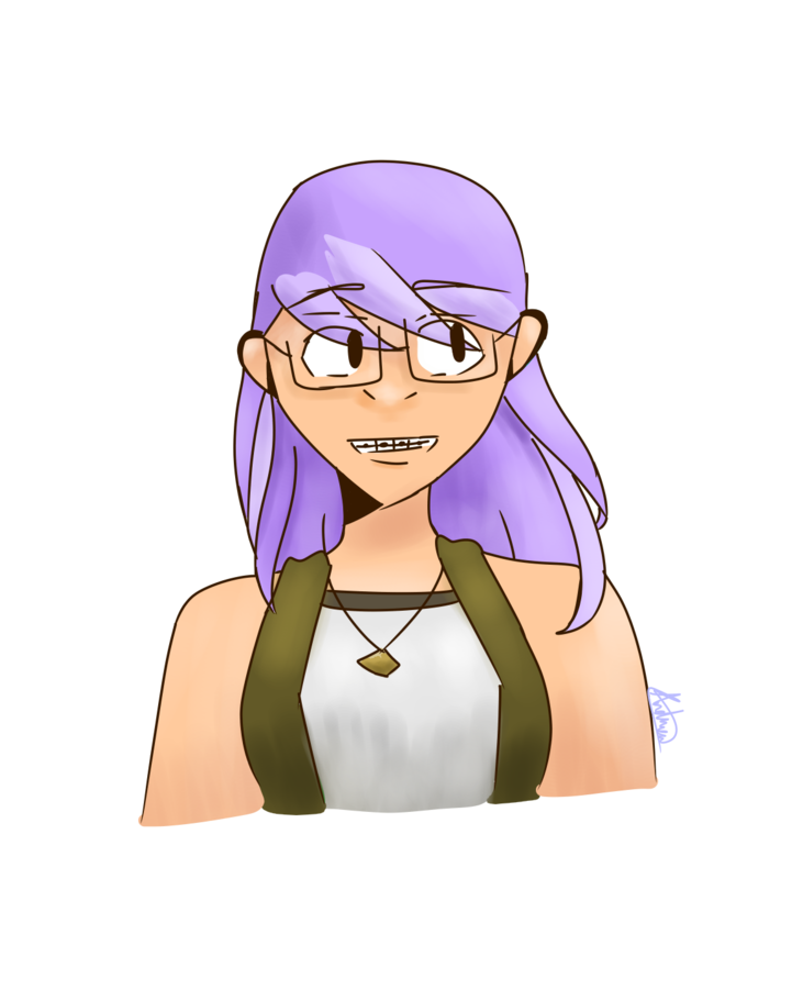 Purple Haired Anime Style Avatar PNG