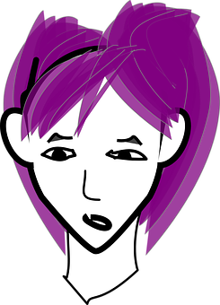 Purple Haired Vector Portrait PNG