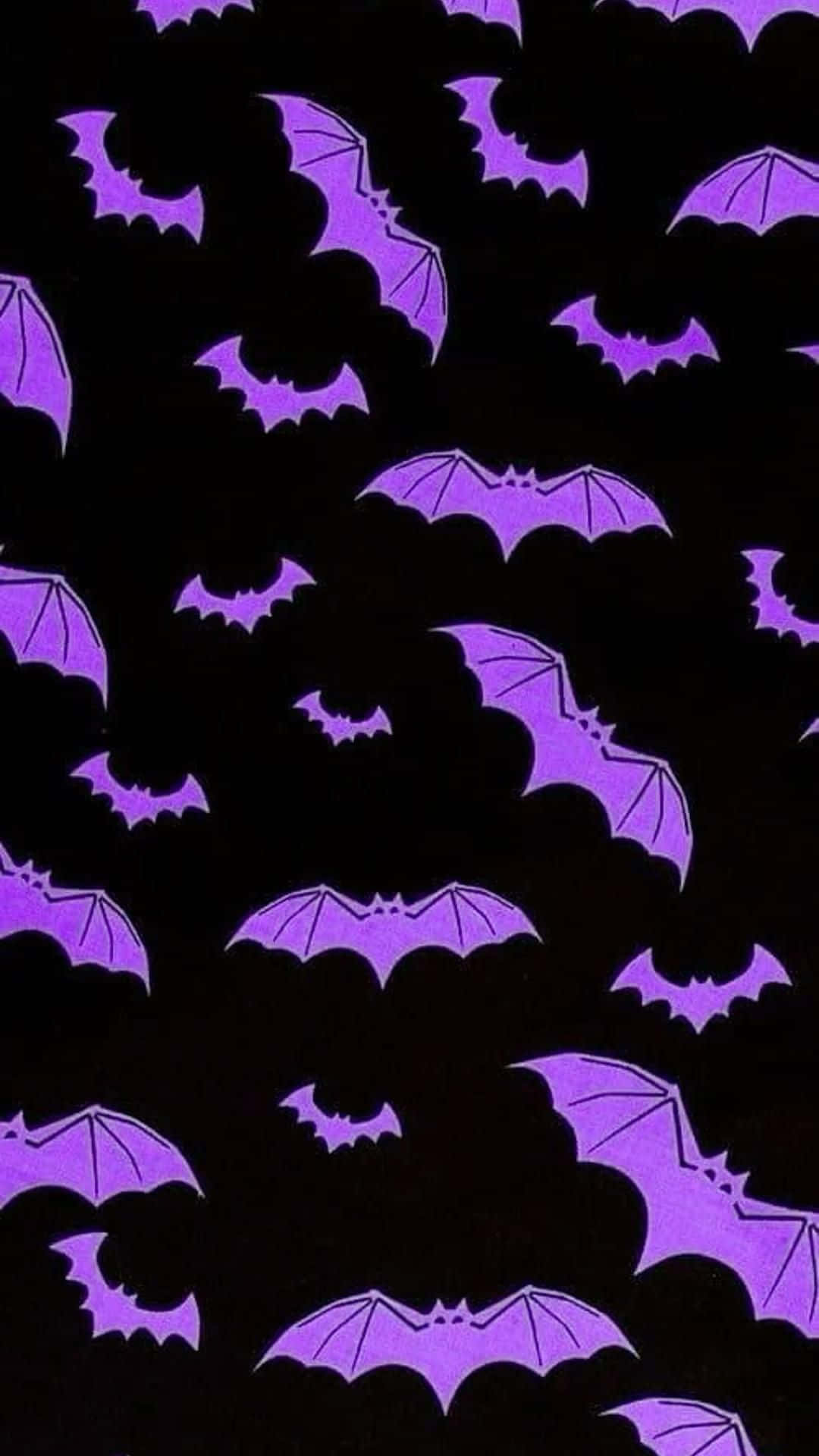 Purple Halloween Bats Pattern Wallpaper