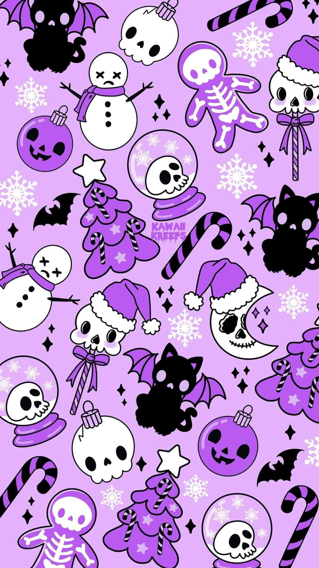 Purple Halloween Cartoon Pattern.jpg Wallpaper