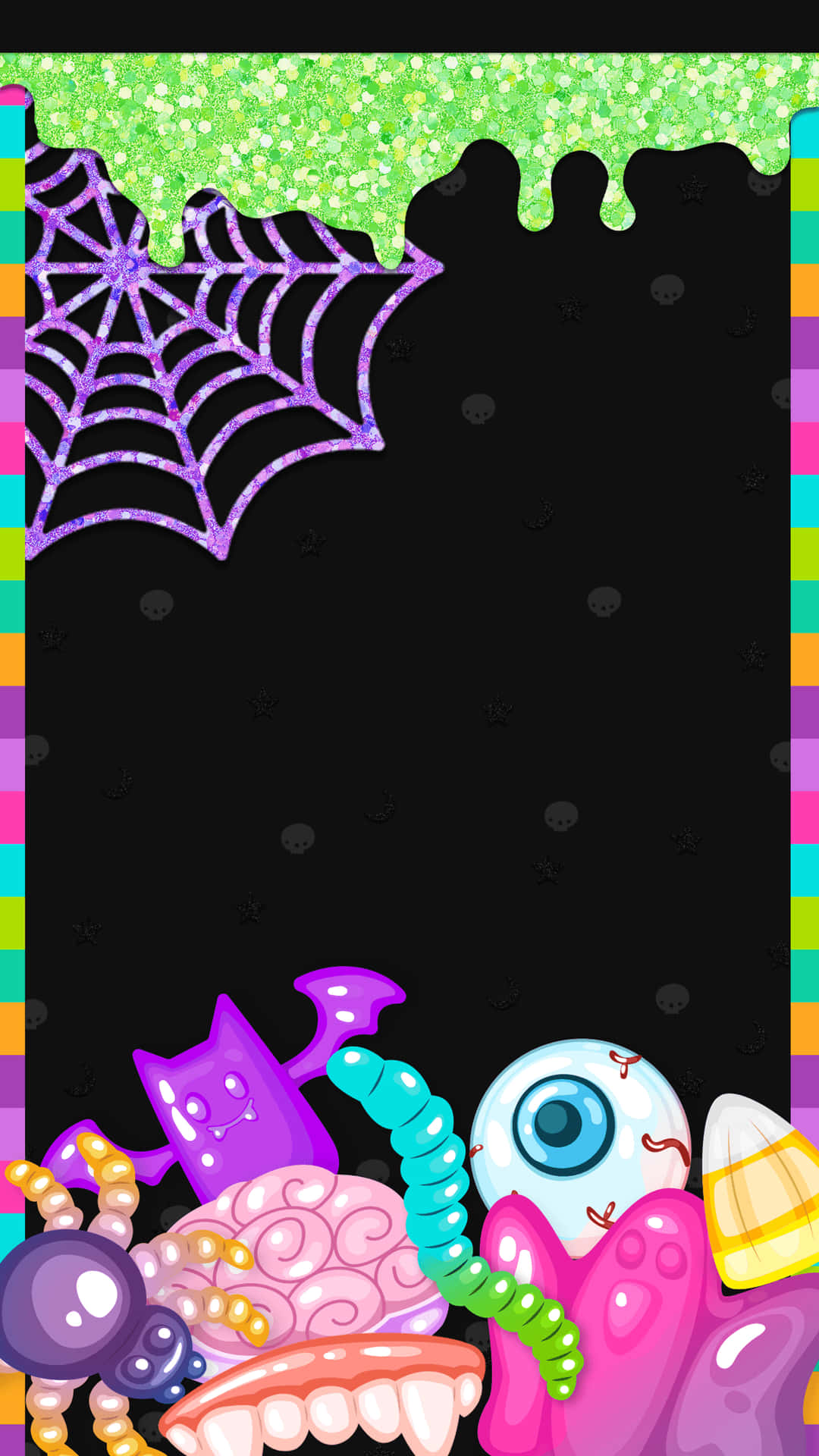 Halloween Frame With Spiders And Other Halloween Decorations Wallpaper