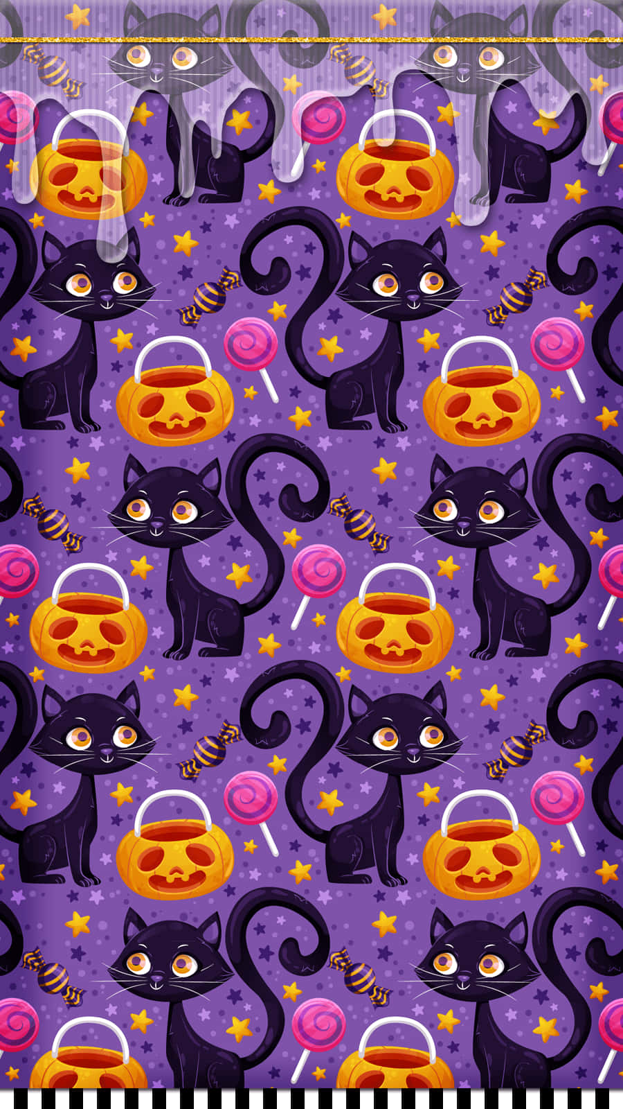 Adorable Purple Halloween Digital Art Wallpaper