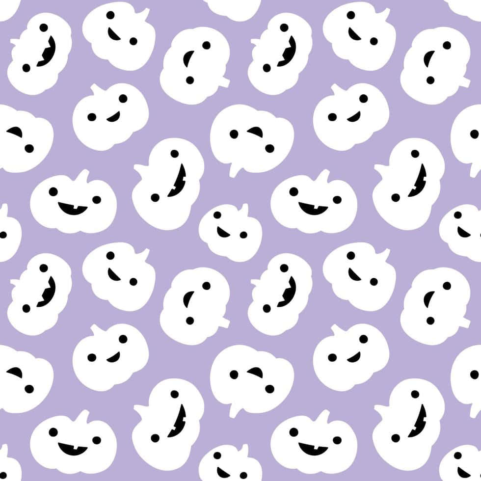 Purple Halloween Ghost Pattern Wallpaper