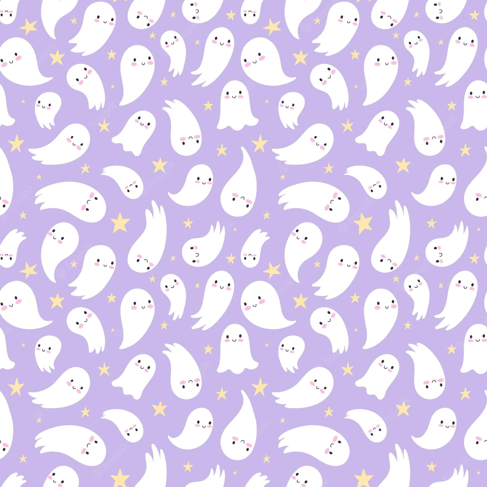 Purple Halloween Ghost Pattern Wallpaper