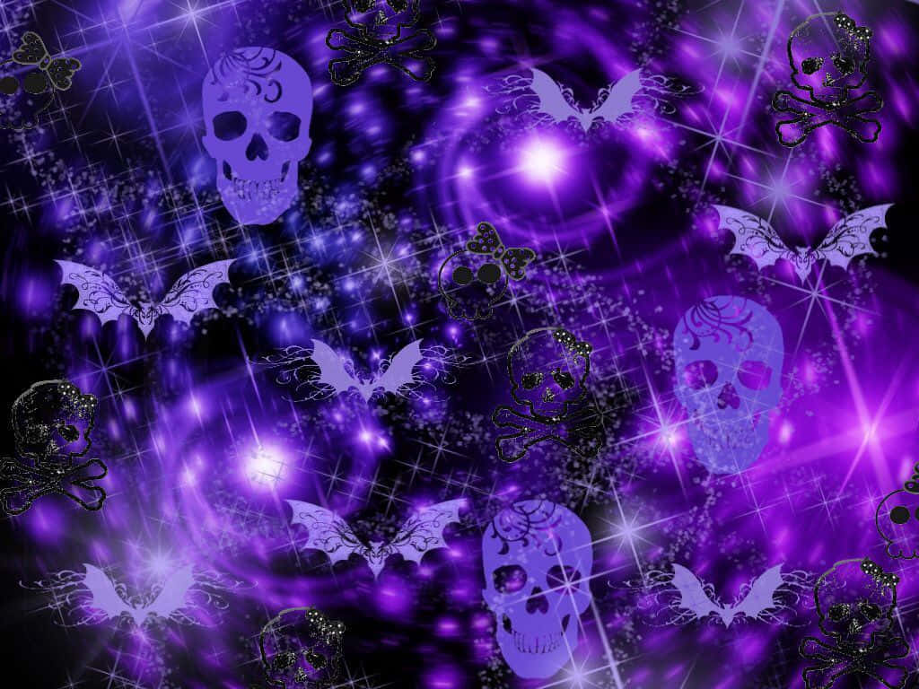 Trick or Treat? A Girl in a Spooky Purple Halloween Costume Wallpaper