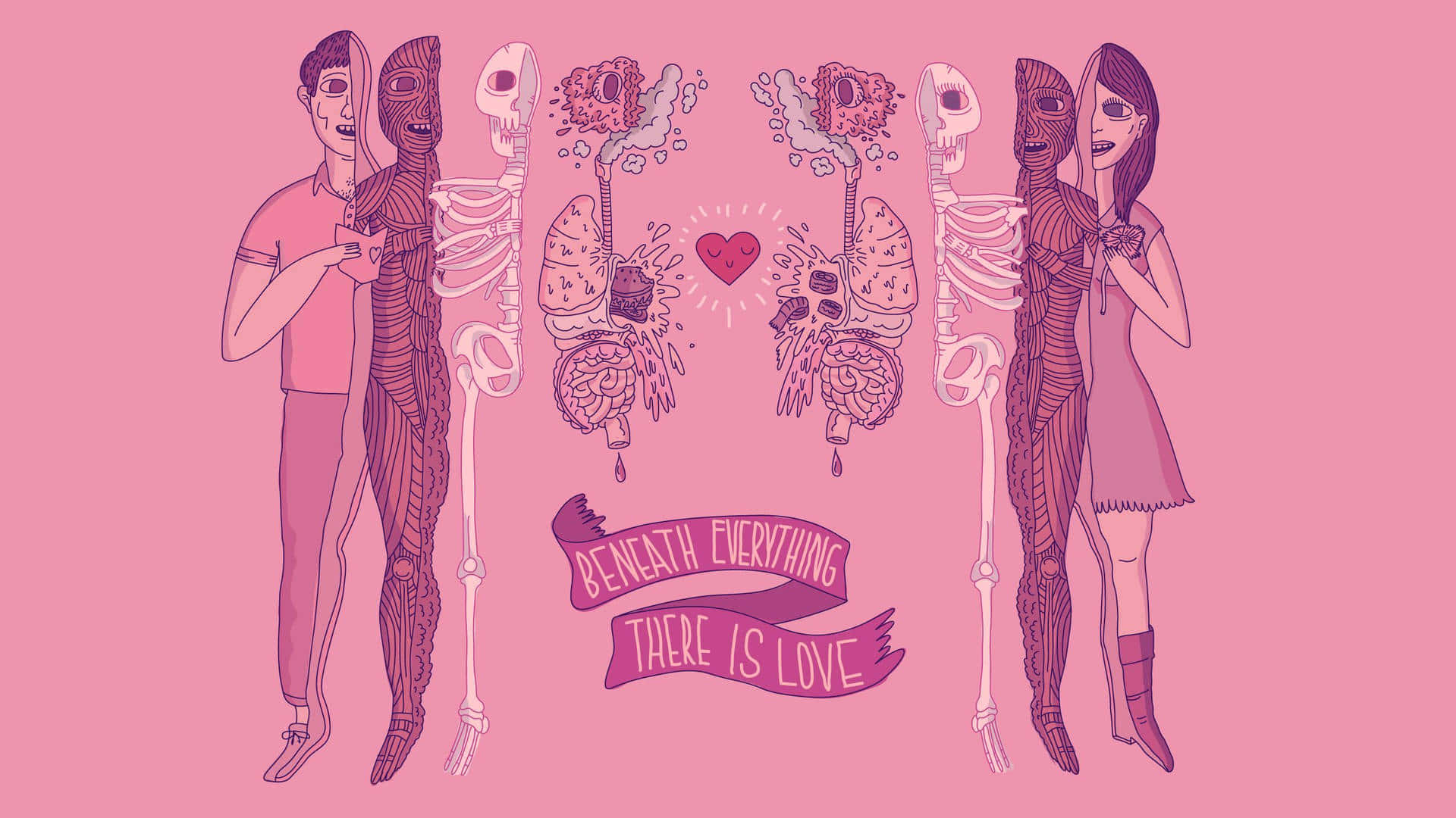 Purple Halloween Love Skeletons Wallpaper