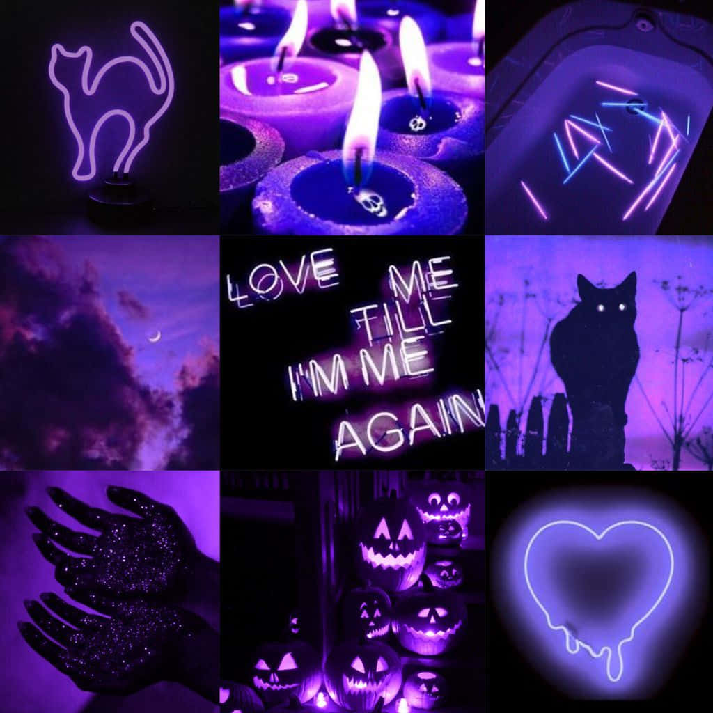 Purple_ Halloween_ Moodboard_ Collage Wallpaper