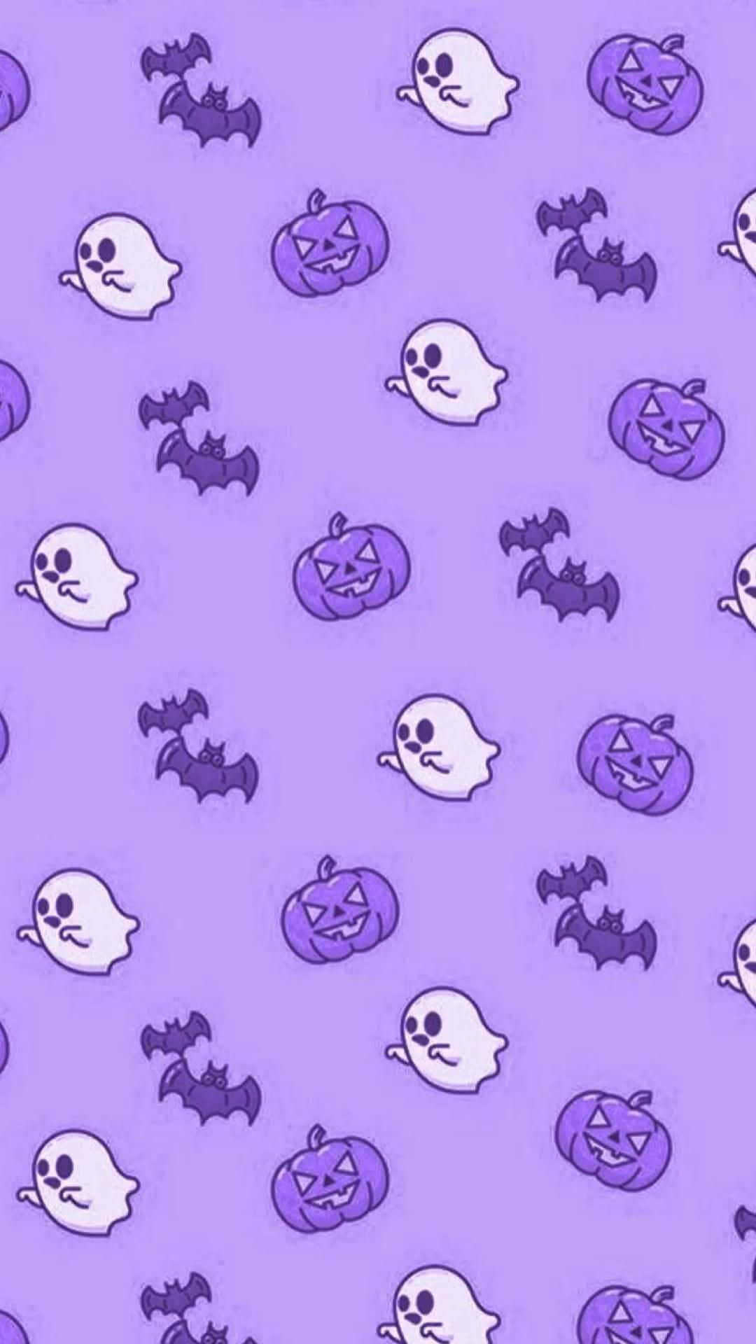 Purple Halloween Pattern Wallpaper
