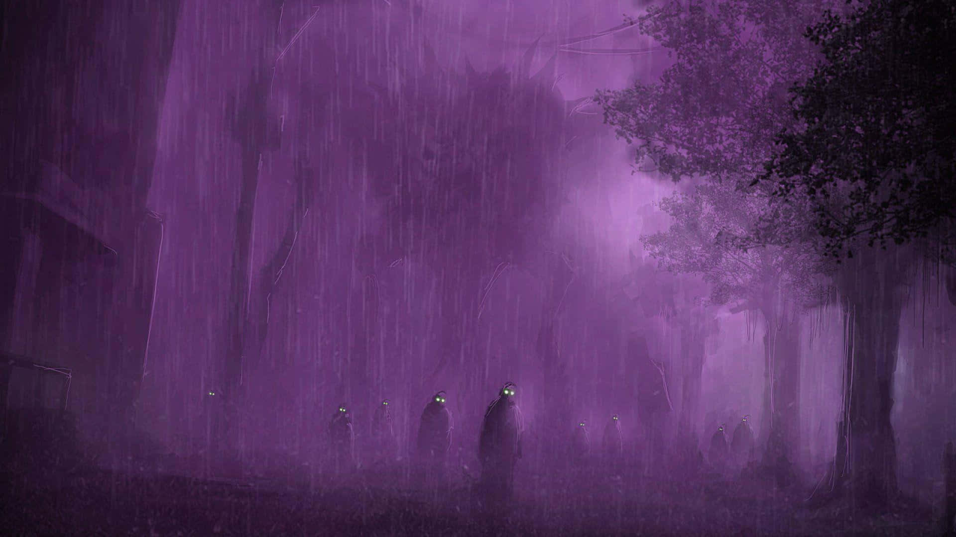 Purple Halloween Rainy Night Wallpaper