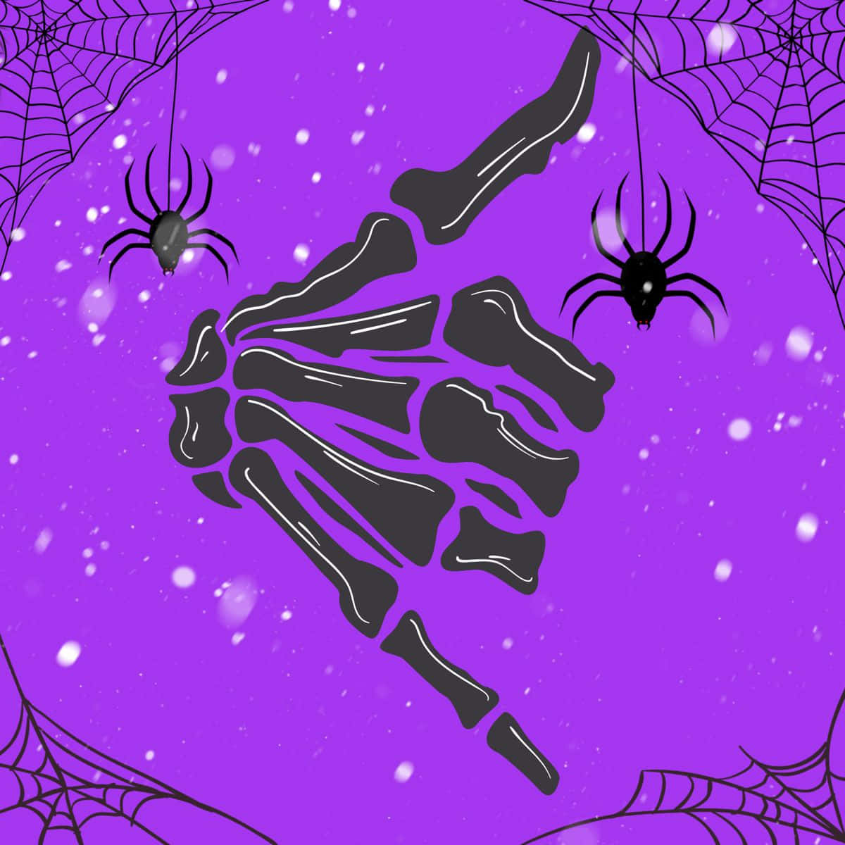 Purple Halloween Skeletonand Spiders Wallpaper