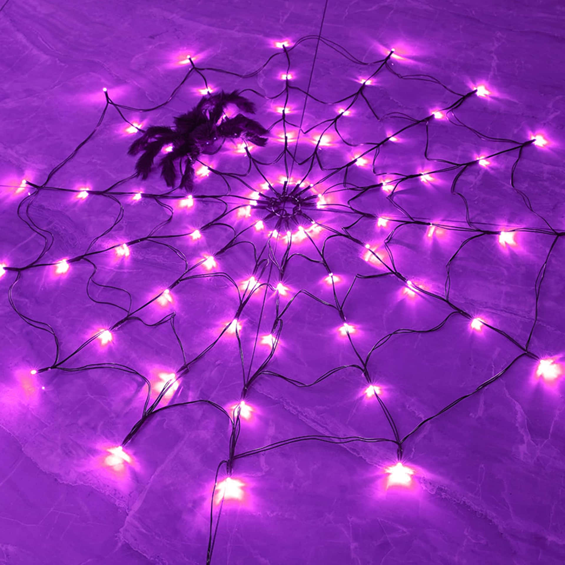 Purple Halloween Spiderweb Lights Wallpaper