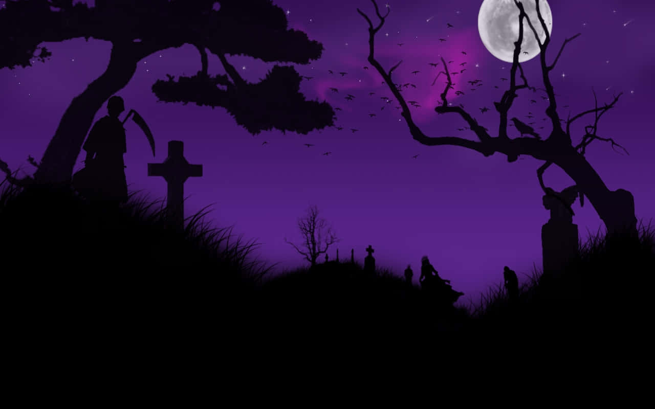 Spooky Purple Halloween Wallpaper