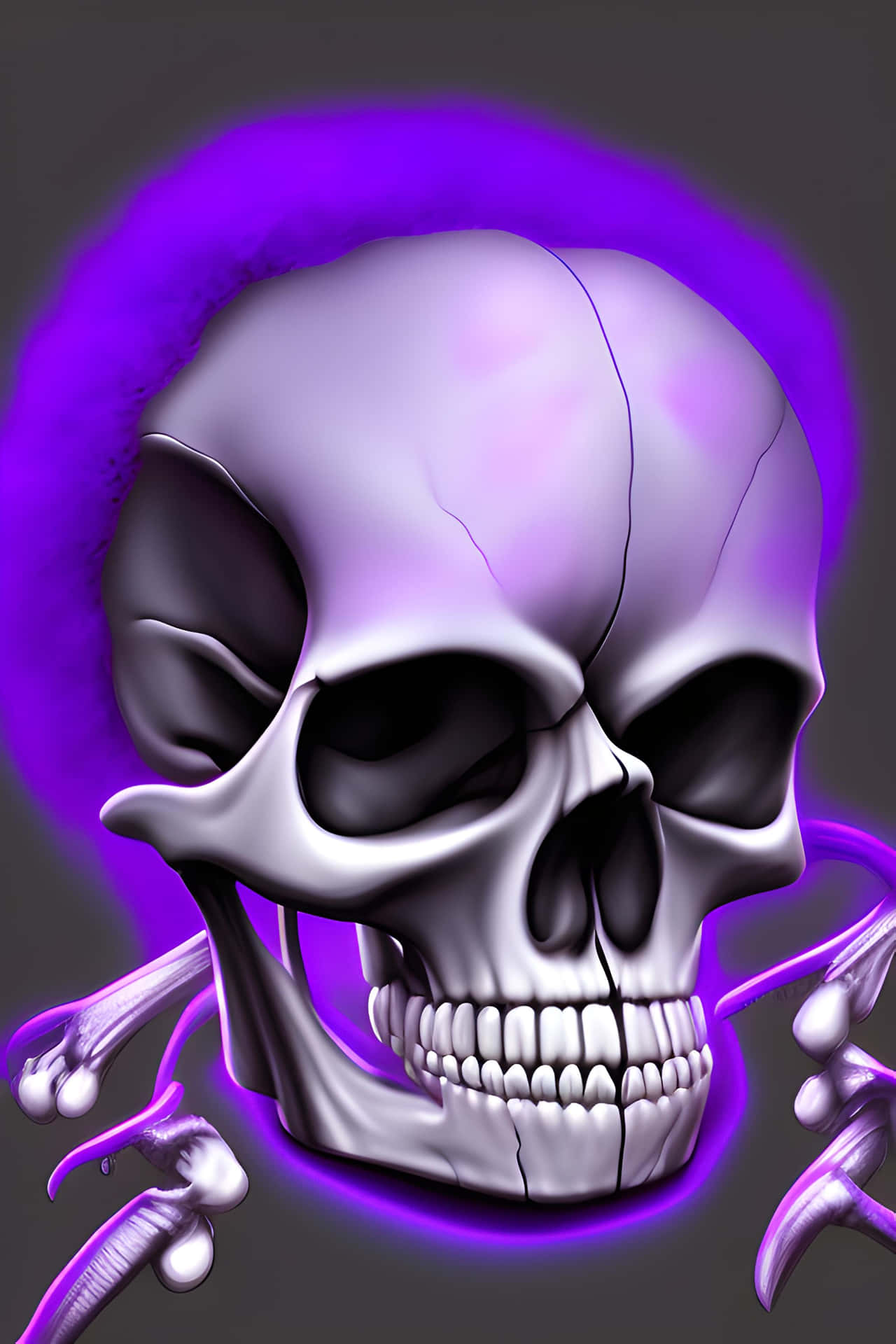 Purple Halo Skull Illustration Wallpaper