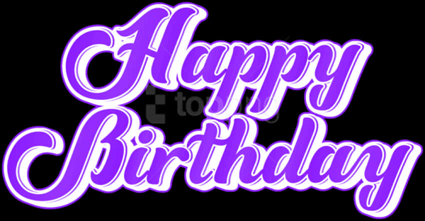 Purple Happy Birthday Text PNG