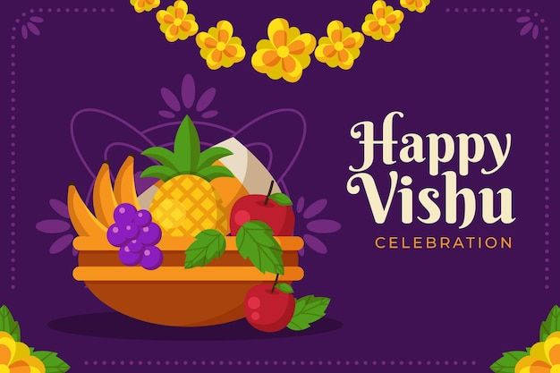 Purple Happy Vishu Wallpaper