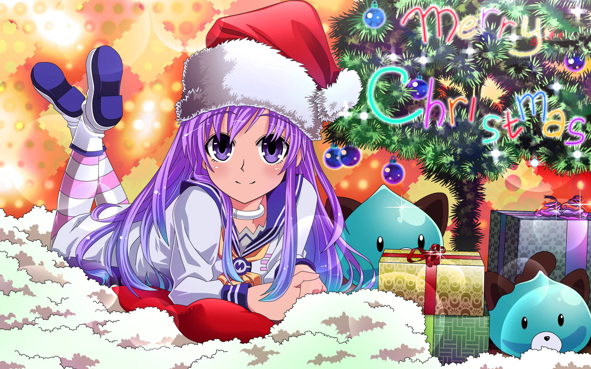Purple Heart Anime Christmas Wallpaper