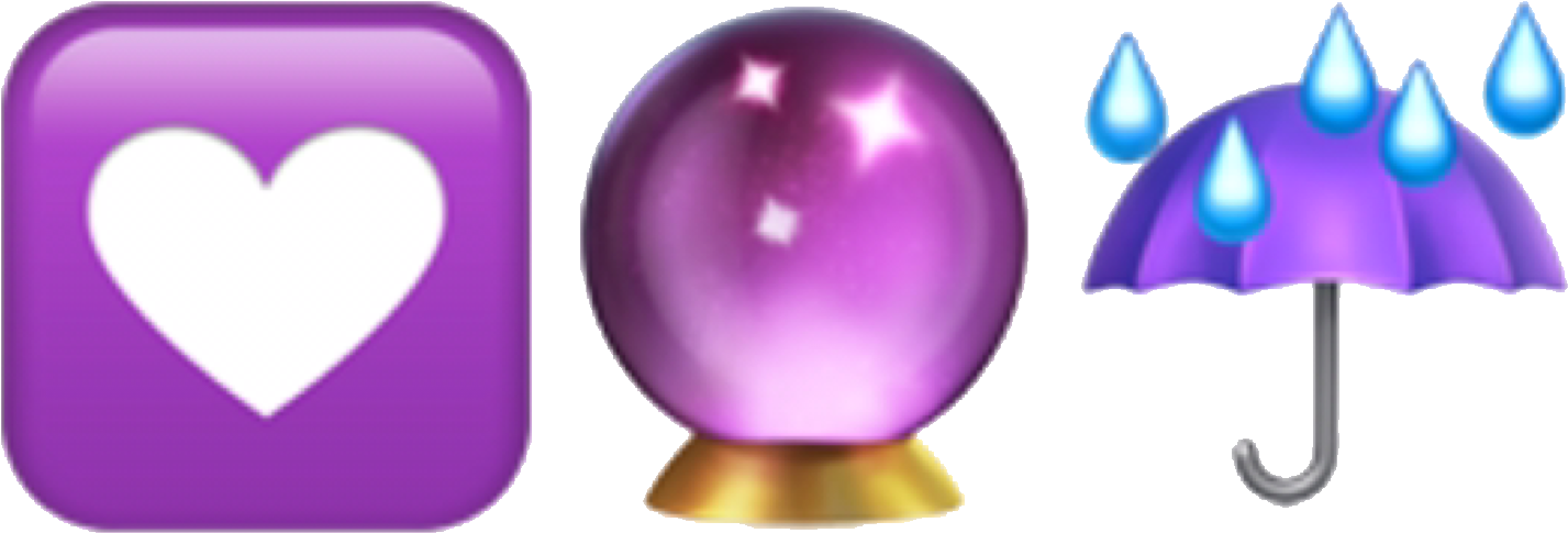 Purple Heart Crystal Ball Umbrella Emoji PNG