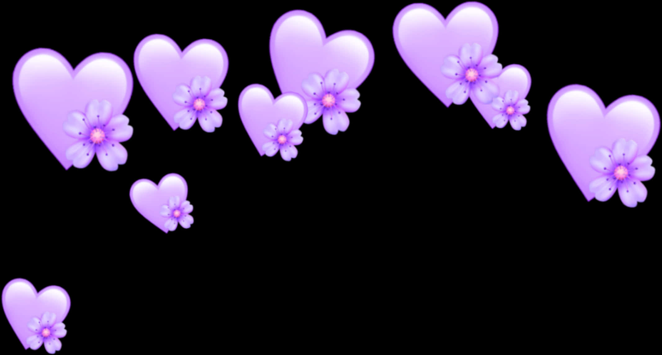 Purple Heart Emojiswith Flowers PNG