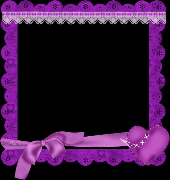 Purple Heart Framewith Bow PNG