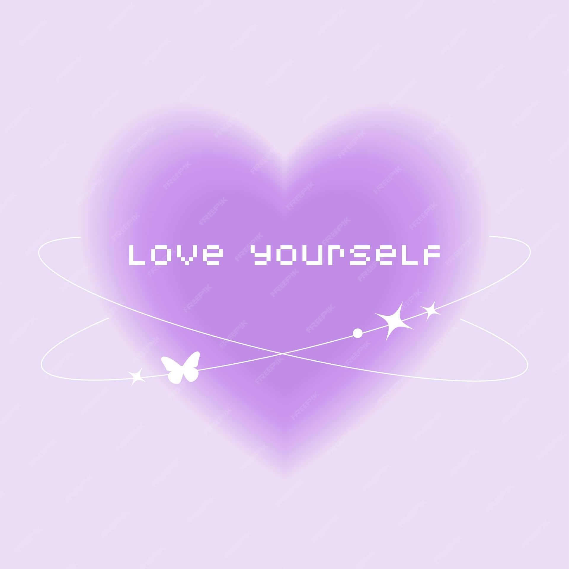 Purple Heart Love Yourself Y2 K Graphic Wallpaper